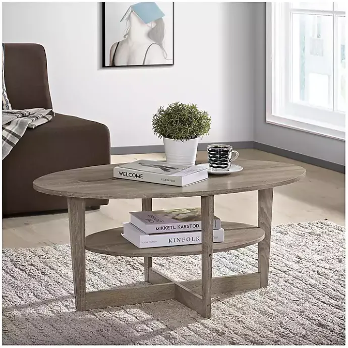 Online Kirklands Home Sandstone Oval Coffee Table Tan