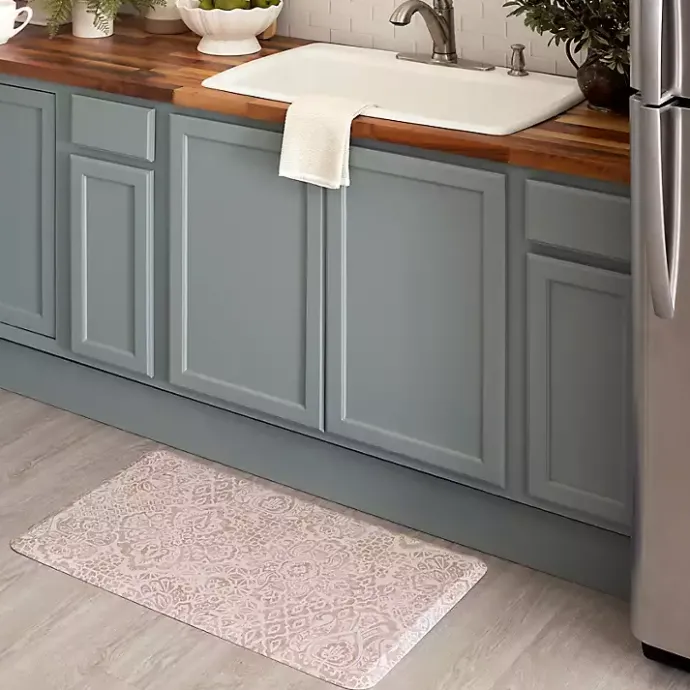 Online Kirklands Home Sandy Beige Damask Nouveau Kitchen Mat