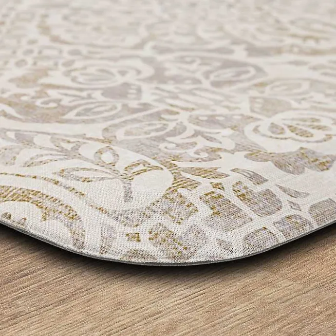 Online Kirklands Home Sandy Beige Damask Nouveau Kitchen Mat