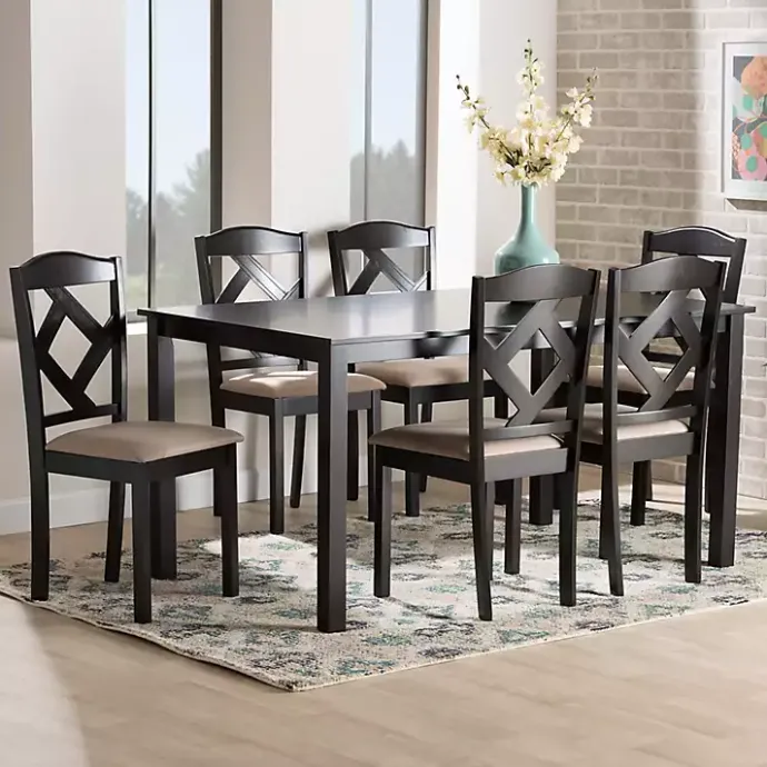 New Kirklands Home Sandy Beige Diamond Back 7-pc. Dining Set