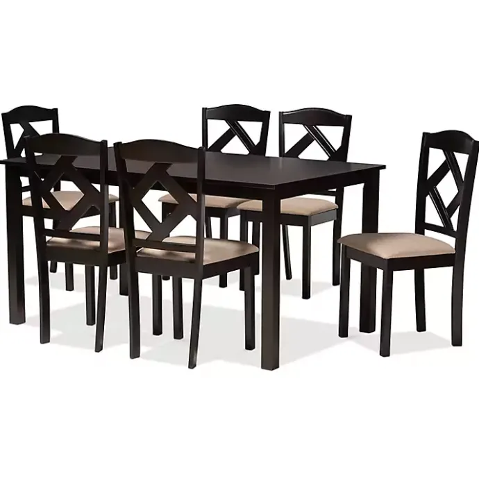 New Kirklands Home Sandy Beige Diamond Back 7-pc. Dining Set