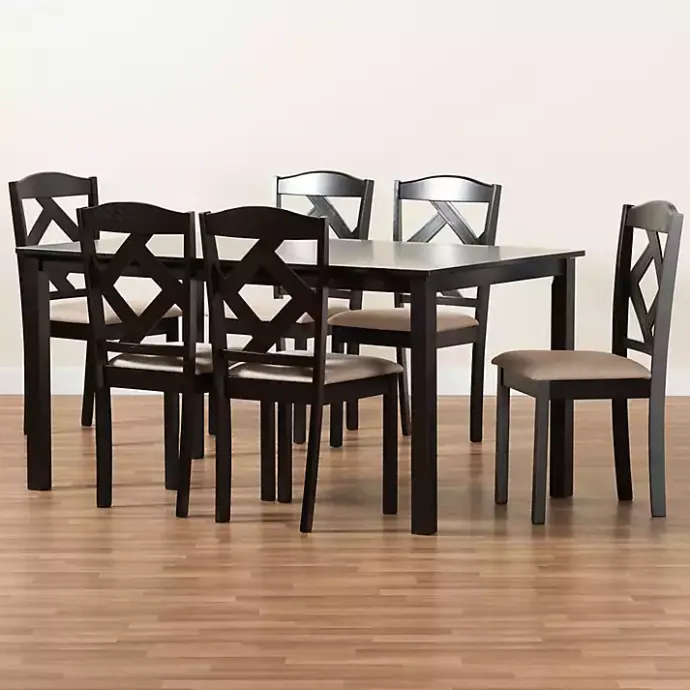 New Kirklands Home Sandy Beige Diamond Back 7-pc. Dining Set