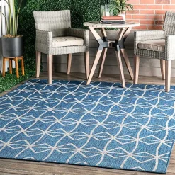 Best Kirklands Home Sanford Blue Geometric Shapes Outdoor Rug, 8x10