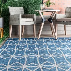 Best Kirklands Home Sanford Blue Geometric Shapes Outdoor Rug, 8x10