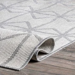 Best Kirklands Home Sanford Light Geometric Outdoor Rug, 5x8 Gray