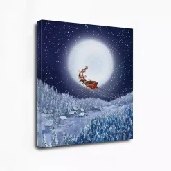 Sale Kirklands Home Santa and Sleigh with a Big Moon Canvas Art Print Blue