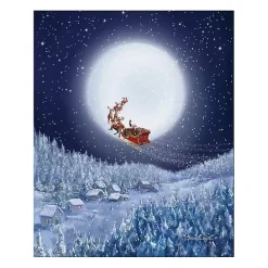 Sale Kirklands Home Santa and Sleigh with a Big Moon Canvas Art Print Blue