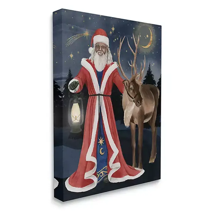 Sale Kirklands Home Santa Claus Lantern Reindeer Canvas Art Print