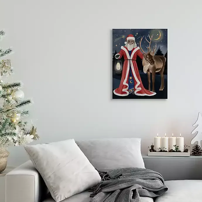 Sale Kirklands Home Santa Claus Lantern Reindeer Canvas Art Print