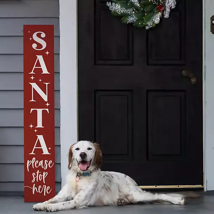 Kirklands Home Santa Please Stop Here Porch Board