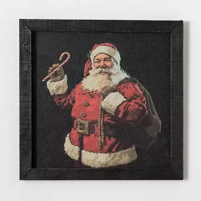 Sale Kirklands Home Santa with Candy Cane Framed Art Print
