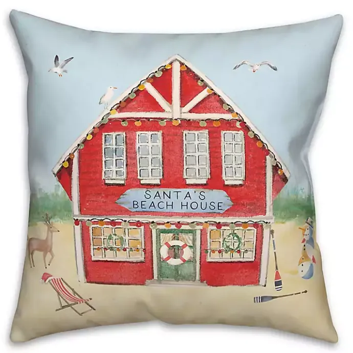 Hot Kirklands Home Santa's Beach House Indoor/Outdoor Pillow
