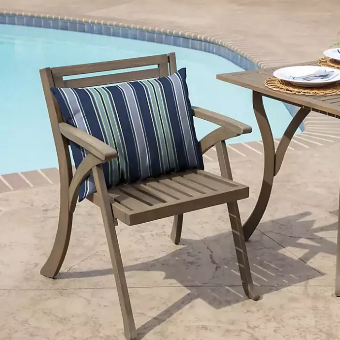 Best Kirklands Home Sapphire Aurora Stripe Outdoor Lumbar Pillow