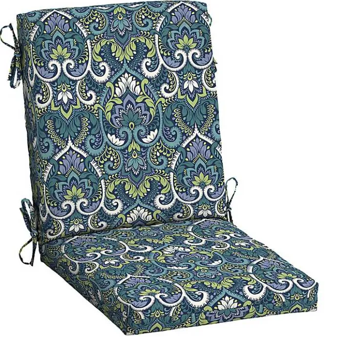 Sale Kirklands Home Sapphire Damask Luxe Outdoor Dining Chair Cushion Blue