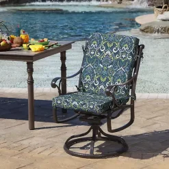 Sale Kirklands Home Sapphire Damask Luxe Outdoor Dining Chair Cushion Blue