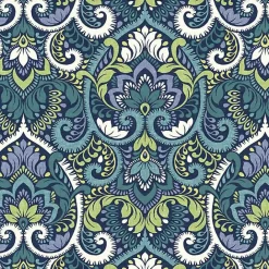 Sale Kirklands Home Sapphire Damask Luxe Outdoor Dining Chair Cushion Blue