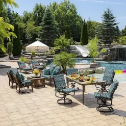 Sale Kirklands Home Sapphire Damask Luxe Outdoor Dining Chair Cushion Blue