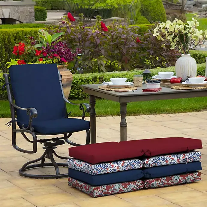 Sale Kirklands Home Sapphire Leala Luxe Outdoor Dining Chair Cushion Blue