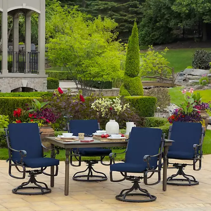 Sale Kirklands Home Sapphire Leala Luxe Outdoor Dining Chair Cushion Blue