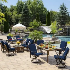 Sale Kirklands Home Sapphire Leala Luxe Outdoor Dining Chair Cushion Blue