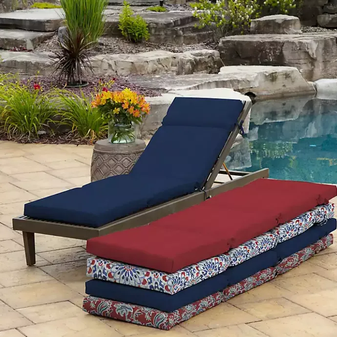 Sale Kirklands Home Sapphire Leala Texture Outdoor Chaise Cushion Blue