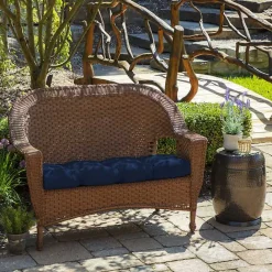 Best Kirklands Home Sapphire Leala Texture Wicker Settee Cushion Blue