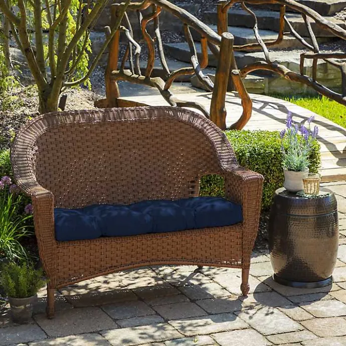 Best Kirklands Home Sapphire Leala Texture Wicker Settee Cushion Blue