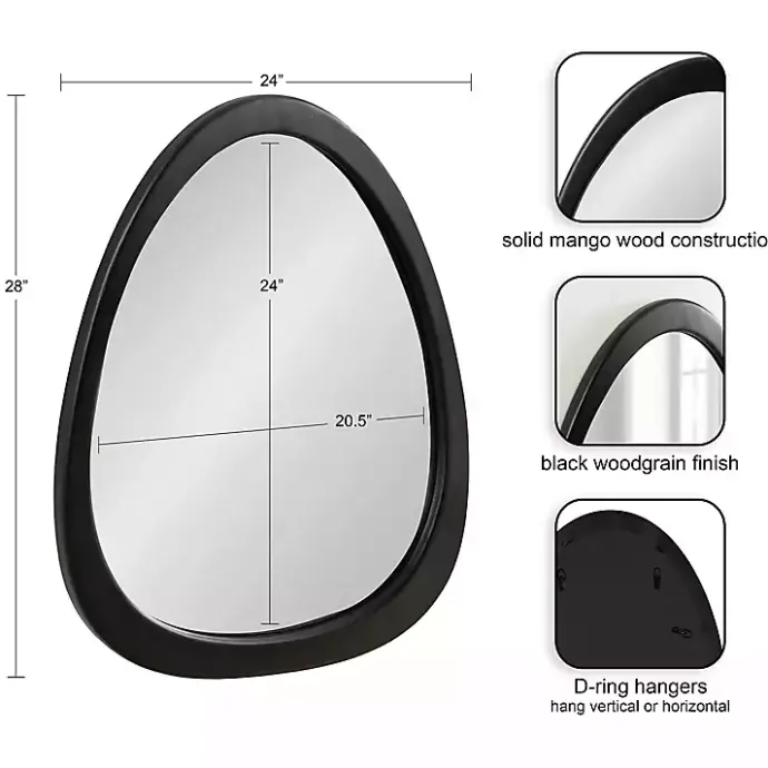 Outlet Kirklands Home Satin Black Asymmetrical Wall Mirror
