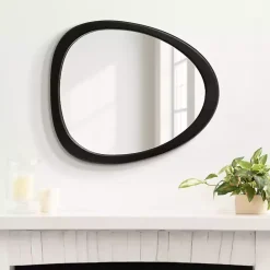 Outlet Kirklands Home Satin Black Asymmetrical Wall Mirror