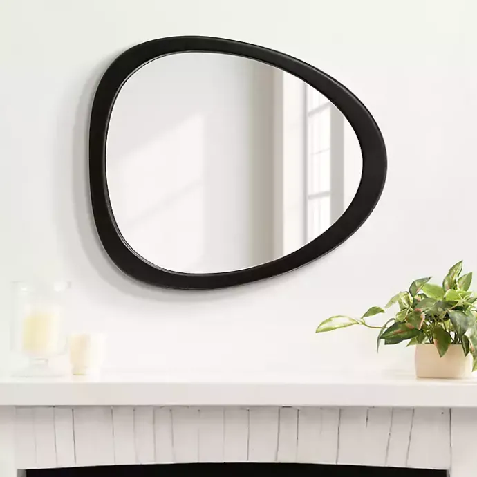 Outlet Kirklands Home Satin Black Asymmetrical Wall Mirror