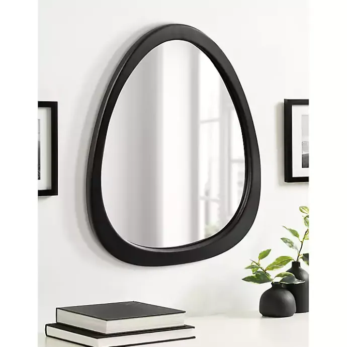 Outlet Kirklands Home Satin Black Asymmetrical Wall Mirror