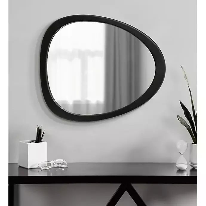 Outlet Kirklands Home Satin Black Asymmetrical Wall Mirror