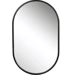 Best Kirklands Home Satin Iron Oval Framed Wall Mirror Black