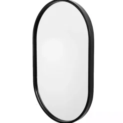 Best Kirklands Home Satin Iron Oval Framed Wall Mirror Black