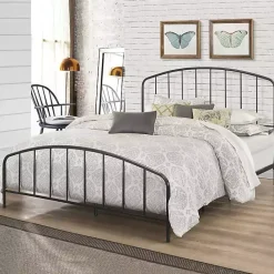 Hot Kirklands Home Satin Metal Spindle Queen Headboard Set Black
