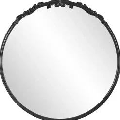 Sale Kirklands Home Satin Black Ornate Round Wall Mirror