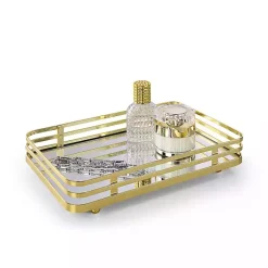 New Kirklands Home Satin Mirrored Vanity Tray Gold