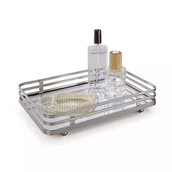 Outlet Kirklands Home Satin Nickel Mirrored Vanity Tray Silver