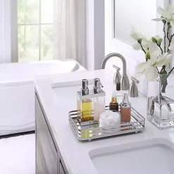 Outlet Kirklands Home Satin Nickel Mirrored Vanity Tray Silver