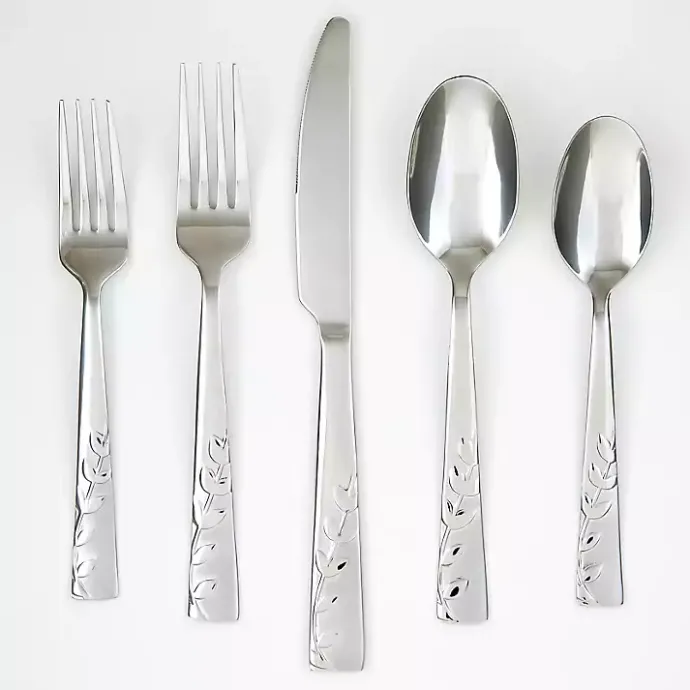 Sale Kirklands Home Satin Sand Blossom 20-pc. Flatware Set Silver