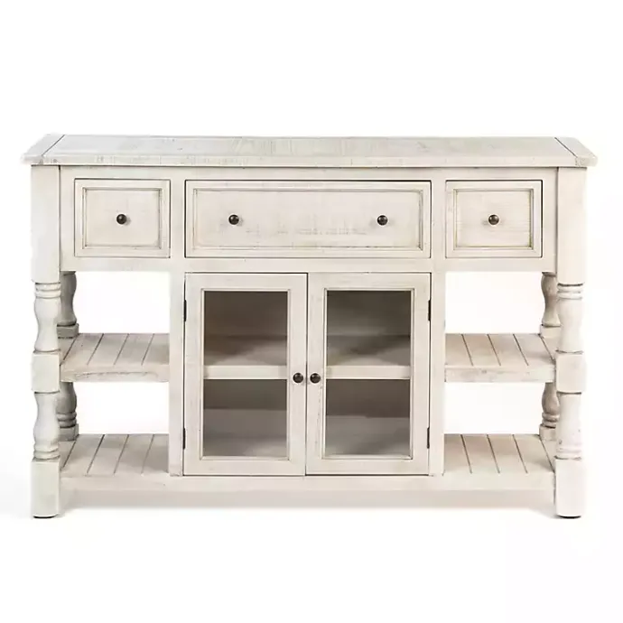Hot Kirklands Home Savannah Cream Distressed Cabinet Ivory