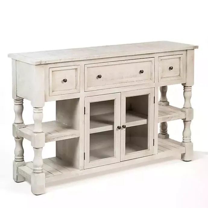 Hot Kirklands Home Savannah Cream Distressed Cabinet Ivory