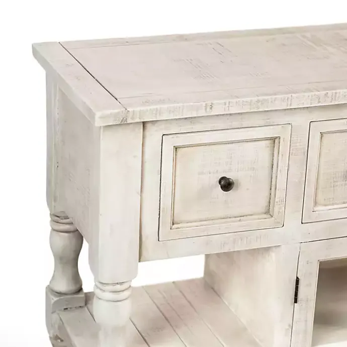 Hot Kirklands Home Savannah Cream Distressed Cabinet Ivory