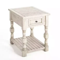 Kirklands Home Savannah Cream Distressed Side Table Ivory