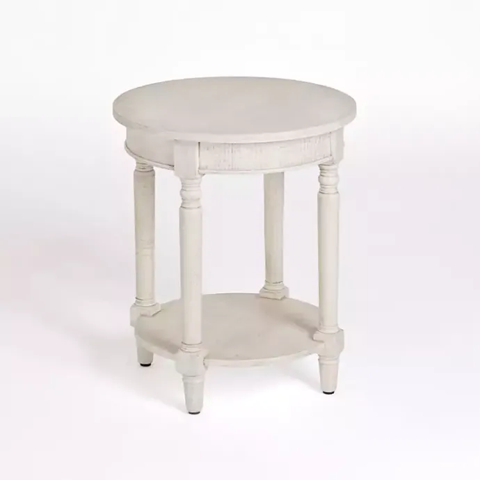 Online Kirklands Home Savannah Cream Distressed Round Accent Table White