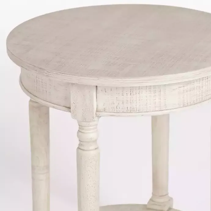Online Kirklands Home Savannah Cream Distressed Round Accent Table White