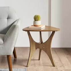 Sale Kirklands Home Savannah Wooden Triangle Accent Table Brown