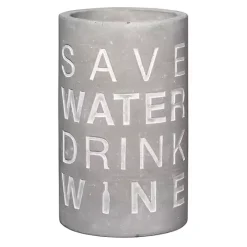 New Kirklands Home Save Water Drink Wine Concrete Wine Bottle Cooler Gray