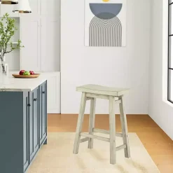 Sale Kirklands Home Sawgrass Wooden Saddle Seat Counter Stool White