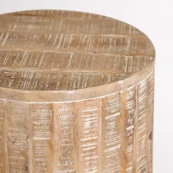 Best Kirklands Home Sawmark Round Drum Accent Table Brown